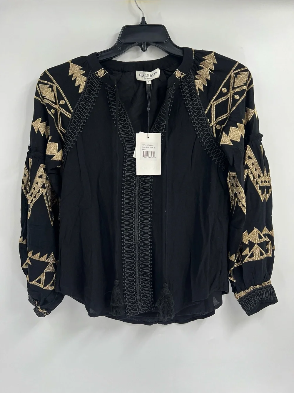 Hale Bob Terra Embroidered Boho Blouse Size Small